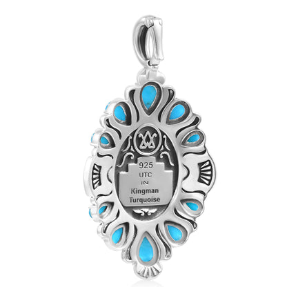 Sterling Silver Kingman Turquoise Oval and Pear-Cut Cluster Pendant Enhancer