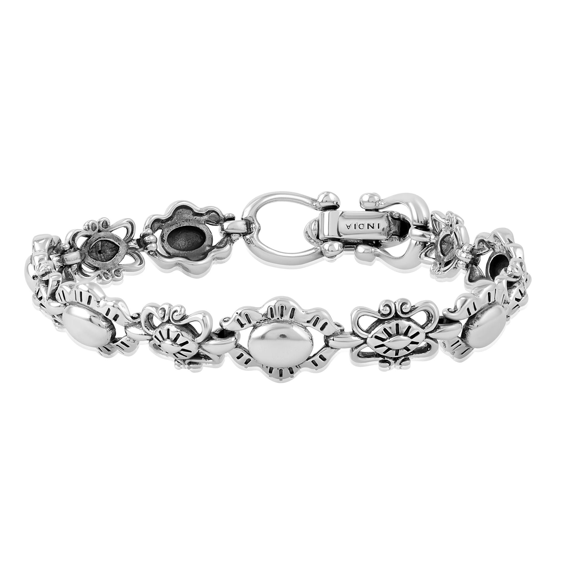 Sterling Silver Concha Link Bracelet, Sizes Small to Large