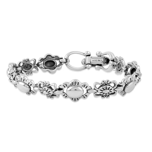 Sterling Silver Concha Link Bracelet, Sizes Small to Large