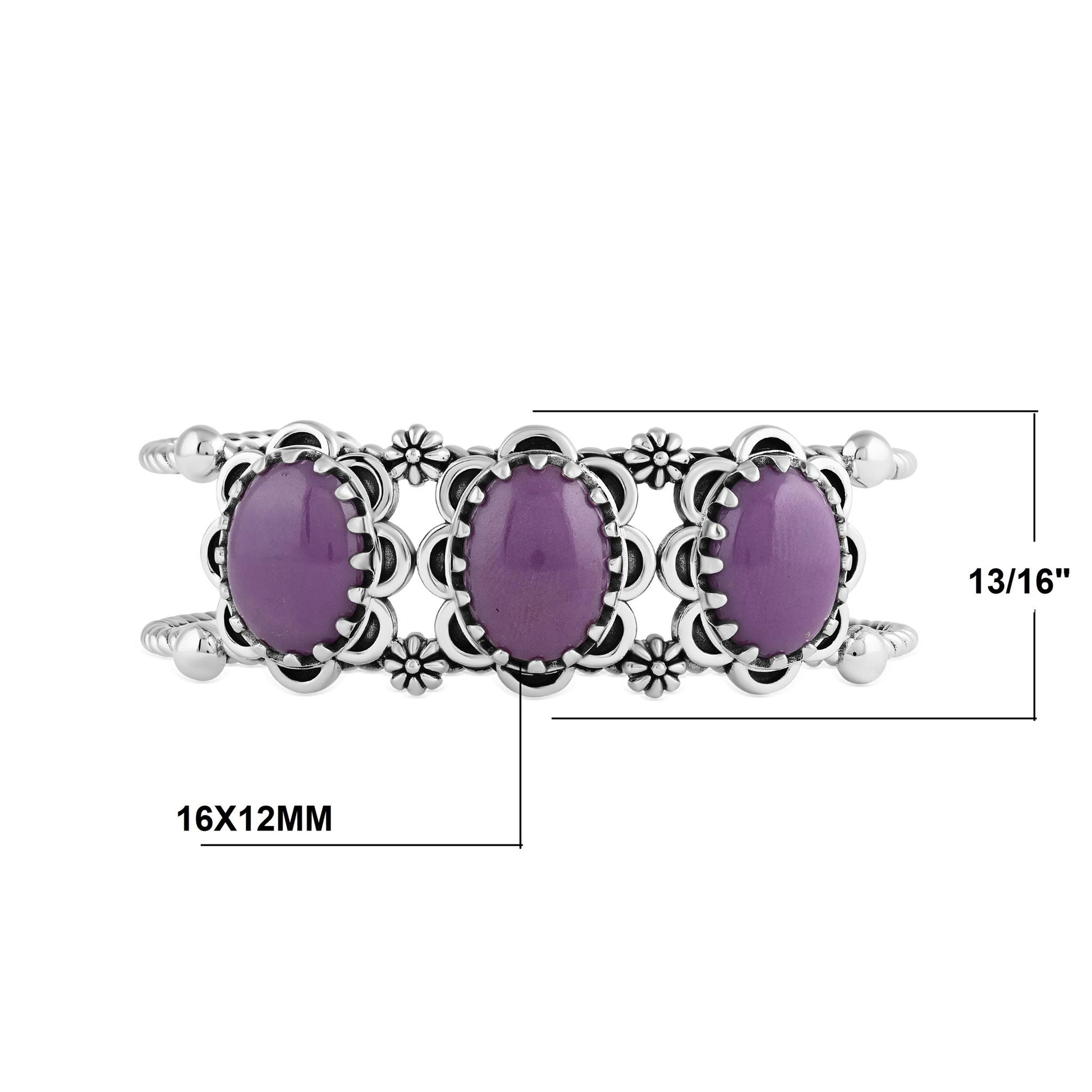 Sterling Silver Phosphosiderite Oval Scallop Concha Cuff Bracelet