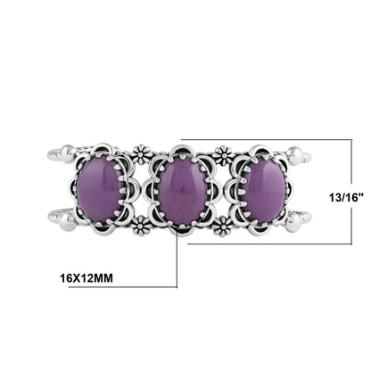 Sterling Silver Phosphosiderite Oval Scallop Concha Cuff Bracelet