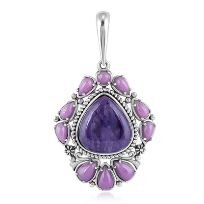Sterling Silver Chaorite and PhosphosideriteTrillion Cut Pendant Enhancer