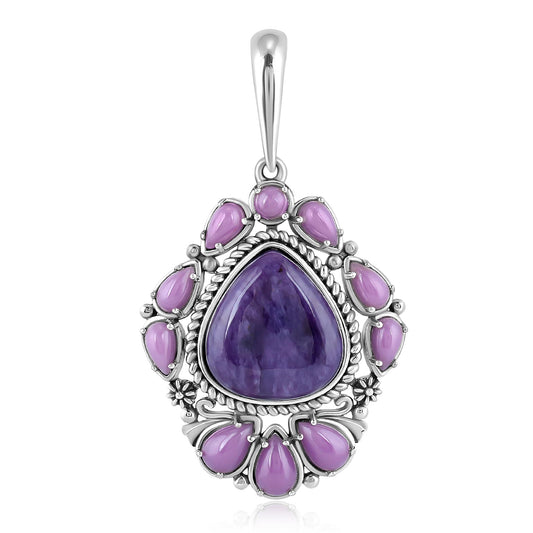 Sterling Silver Chaorite and PhosphosideriteTrillion Cut Pendant Enhancer