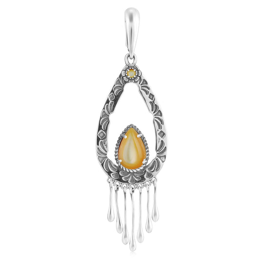 Sterling Silver Mother of Pearl Open Teardrop Pendant Enhancer