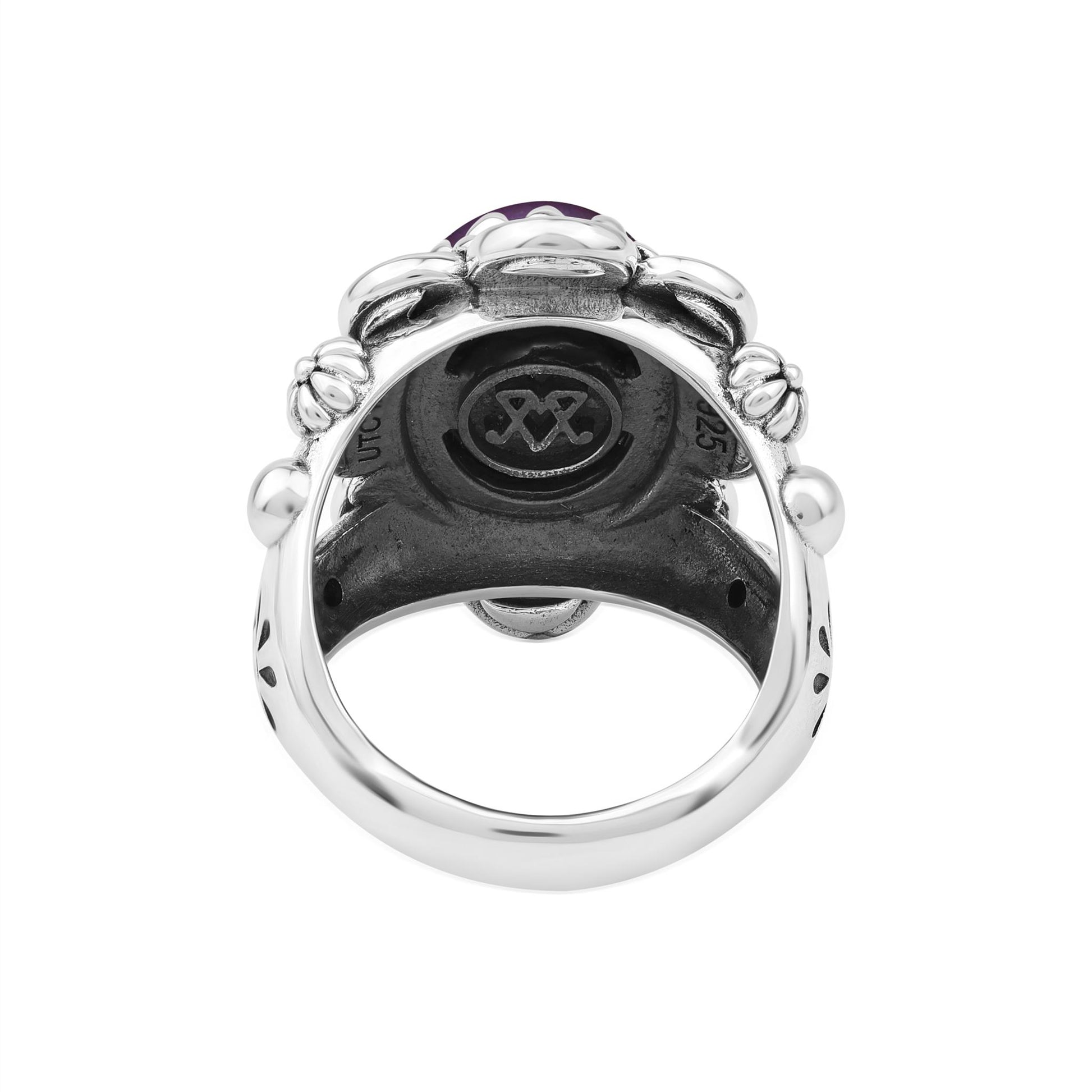 Sterling Silver Phosphosiderite Oval Scallop Ring