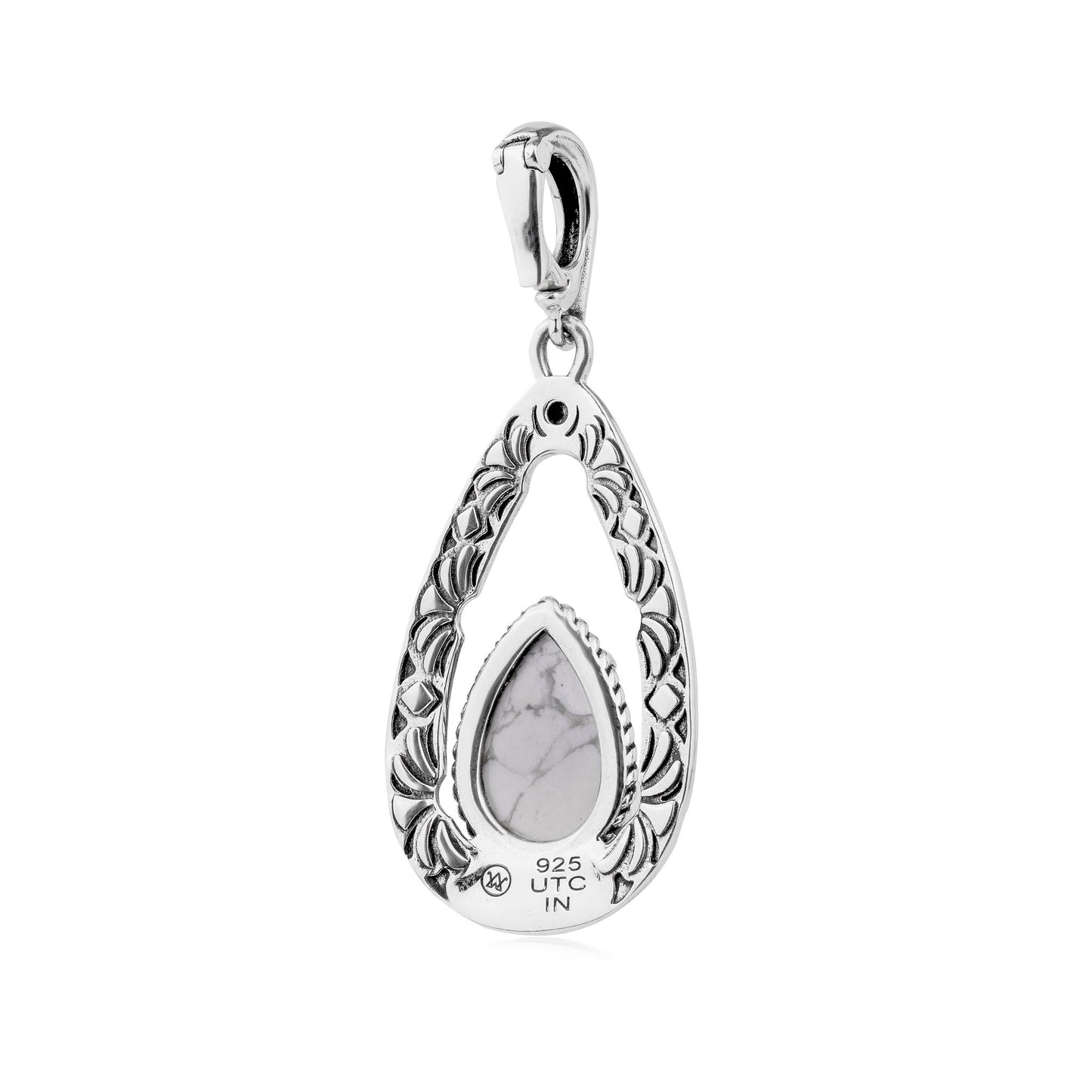 EXCLUSIVELY OURS! Sterling Silver White Howlite Pear Open Teardrop Pendant Enhancer