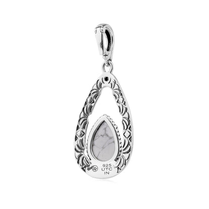 EXCLUSIVELY OURS! Sterling Silver White Howlite Pear Open Teardrop Pendant Enhancer