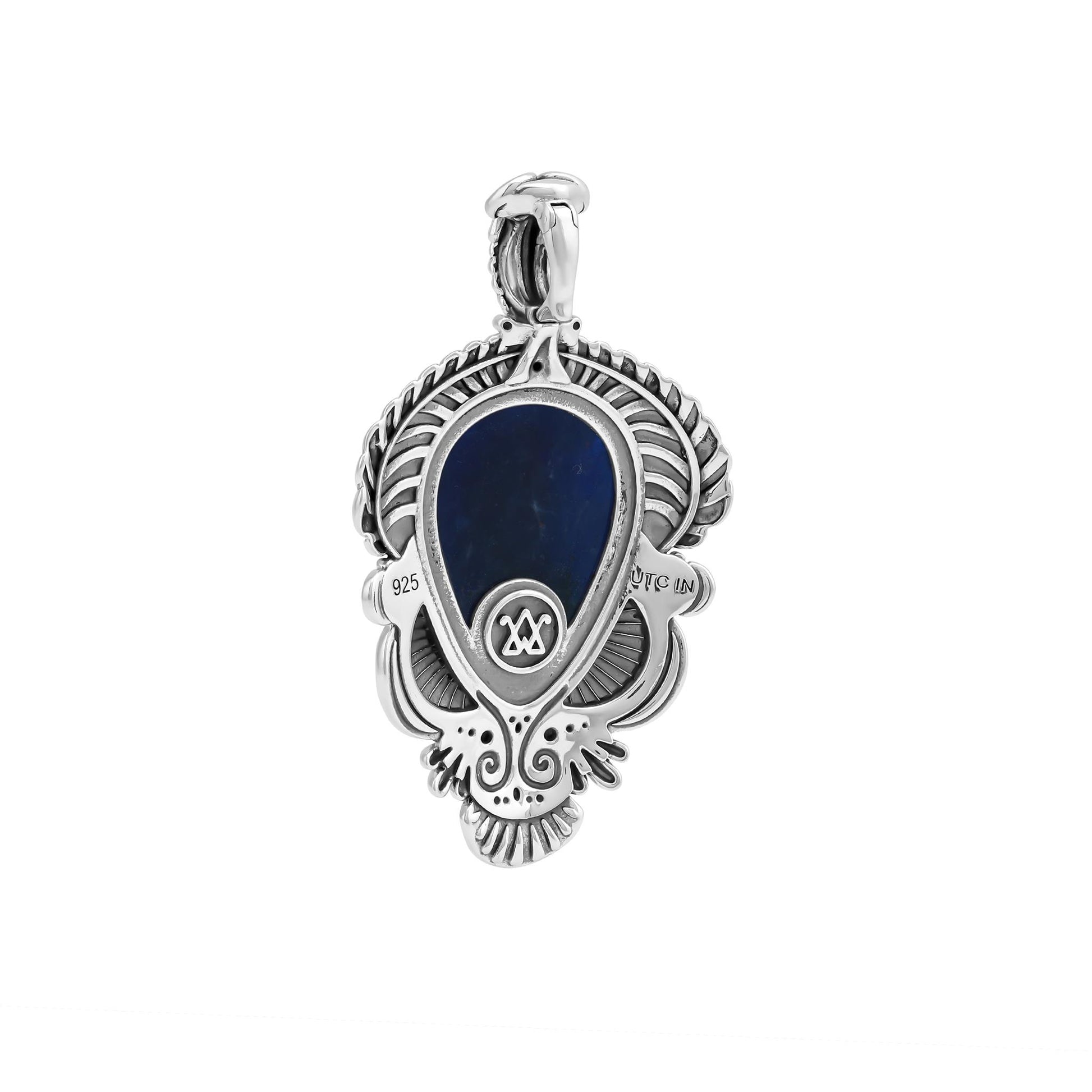 Sterling Silver Sodalite Pear Gemstone Leaf Pendant Enhancer 