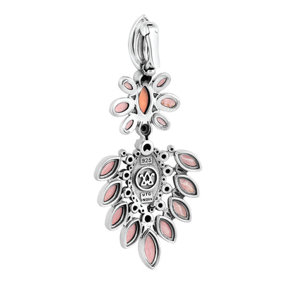 EXCLUSIVELY OURS! Sterling Silver Orange Spiny Oyster and Rhodochrosite Oval and Marquise Pendant Enhancer