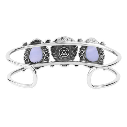 LIMITED EDITION! Sterling Silver Blue Lace Agate Pear Cut Rope Design Cuff Bracelet, Sizes Small to Large