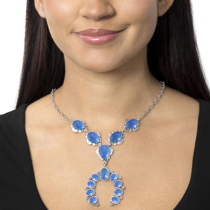 Sterling Silver Lapis V-Shaped Naja Necklace