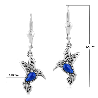 EXCLUSIVELY OURS! Sterling Silver Lapis Hummingbird Dangle Earrings