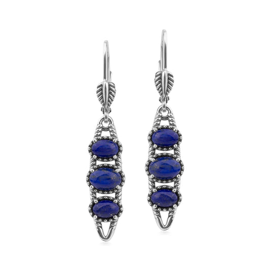 EXCLUSIVELY OURS! Sterling Silver Lapis Friendship Lever Back Dangle Earrings