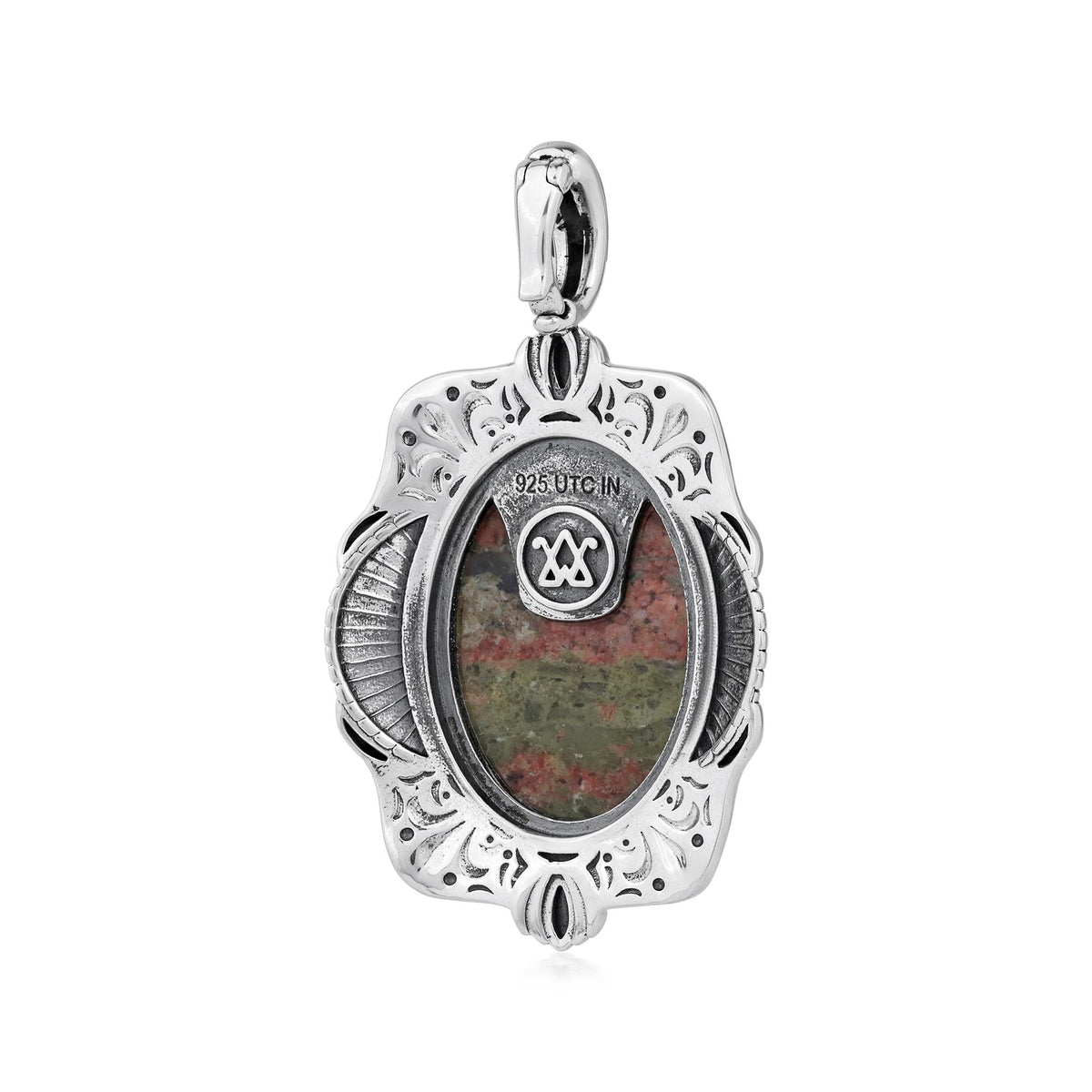 Sterling Silver Unakite Oval Pendant Enhancer