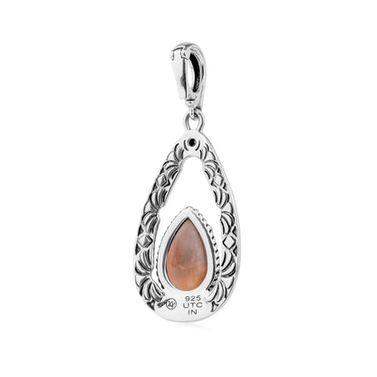 EXCLUSIVELY OURS! Sterling Silver Orange Spiny Oyster Pear Open Teardrop Pendant Enhancer