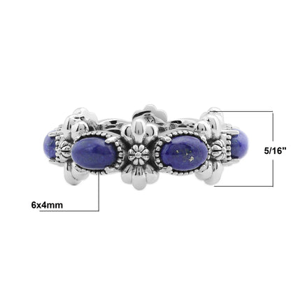 Sterling Silver Lapis Oval Concha Band Ring