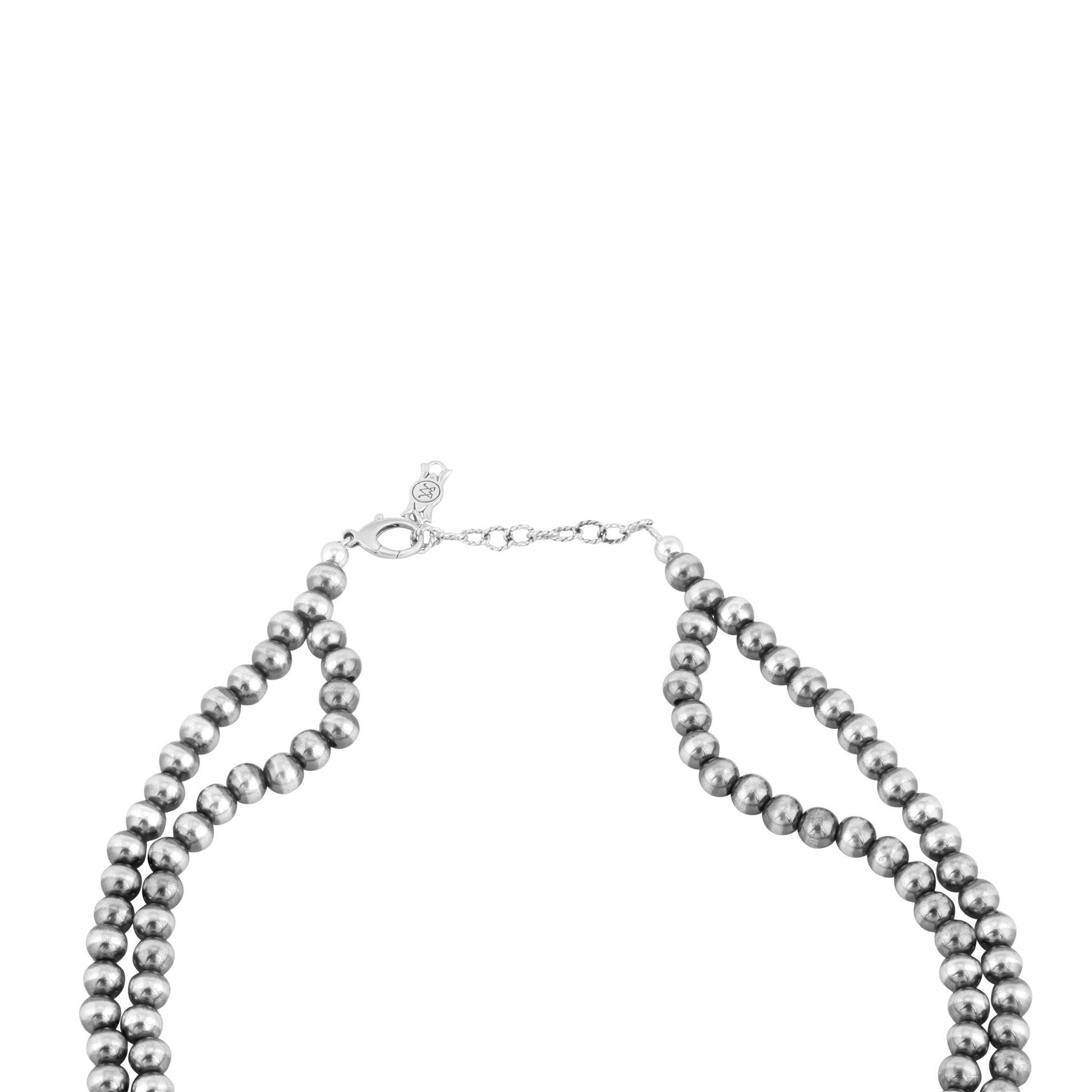 Sterling Silver Snowflake Obsidian Large Naja Squash Blossom Necklace
