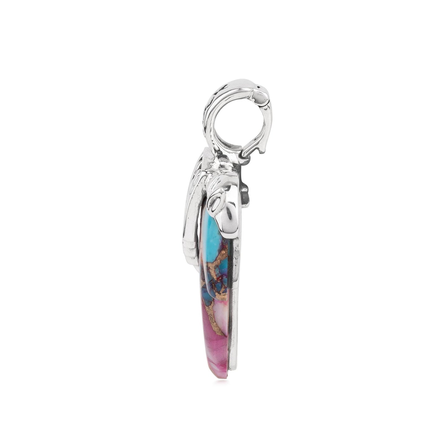 EXCLUSIVELY OURS! Sterling Silver Painted Desert Mosaic Spirit Horse Pendant Enhancer