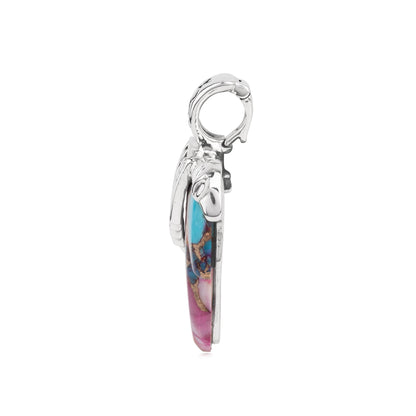 EXCLUSIVELY OURS! Sterling Silver Painted Desert Mosaic Spirit Horse Pendant Enhancer
