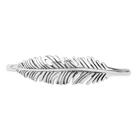 Sterling Silver Feather Design Cuff Bracelet, Sizes Small to Large