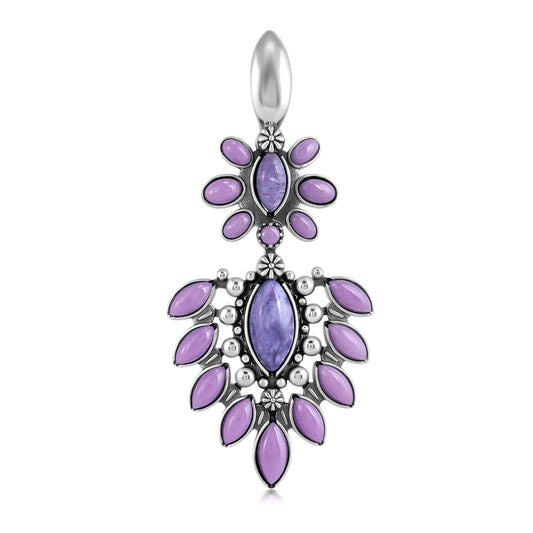 EXCLUSIVELY OURS! Sterling Silver Charoite and Phosphosiderite Oval and Marquise Pendant Enhancer