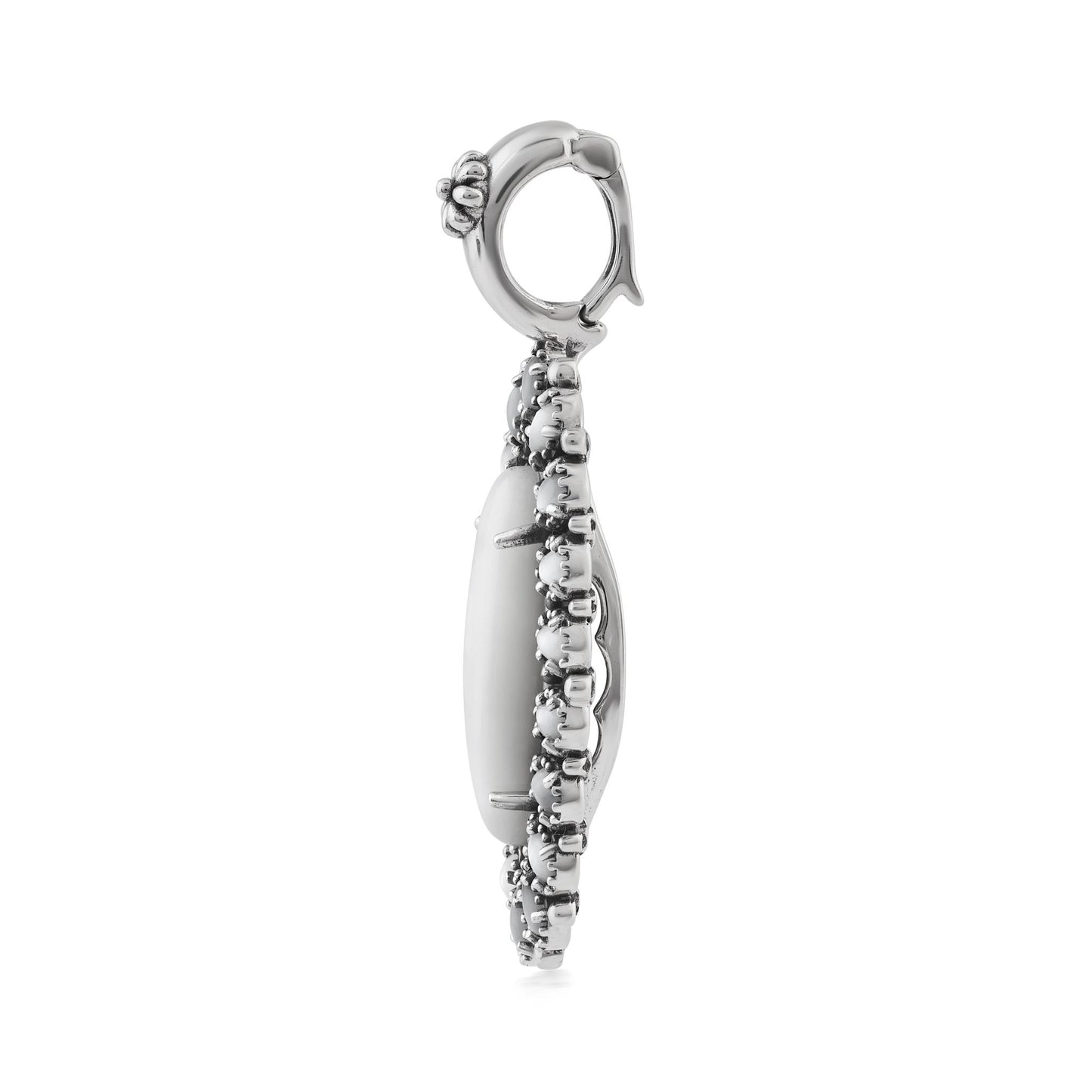  Sterling Silver White Mother of Pearl Petit Point Gemstone Cluster Pendant Enhancer