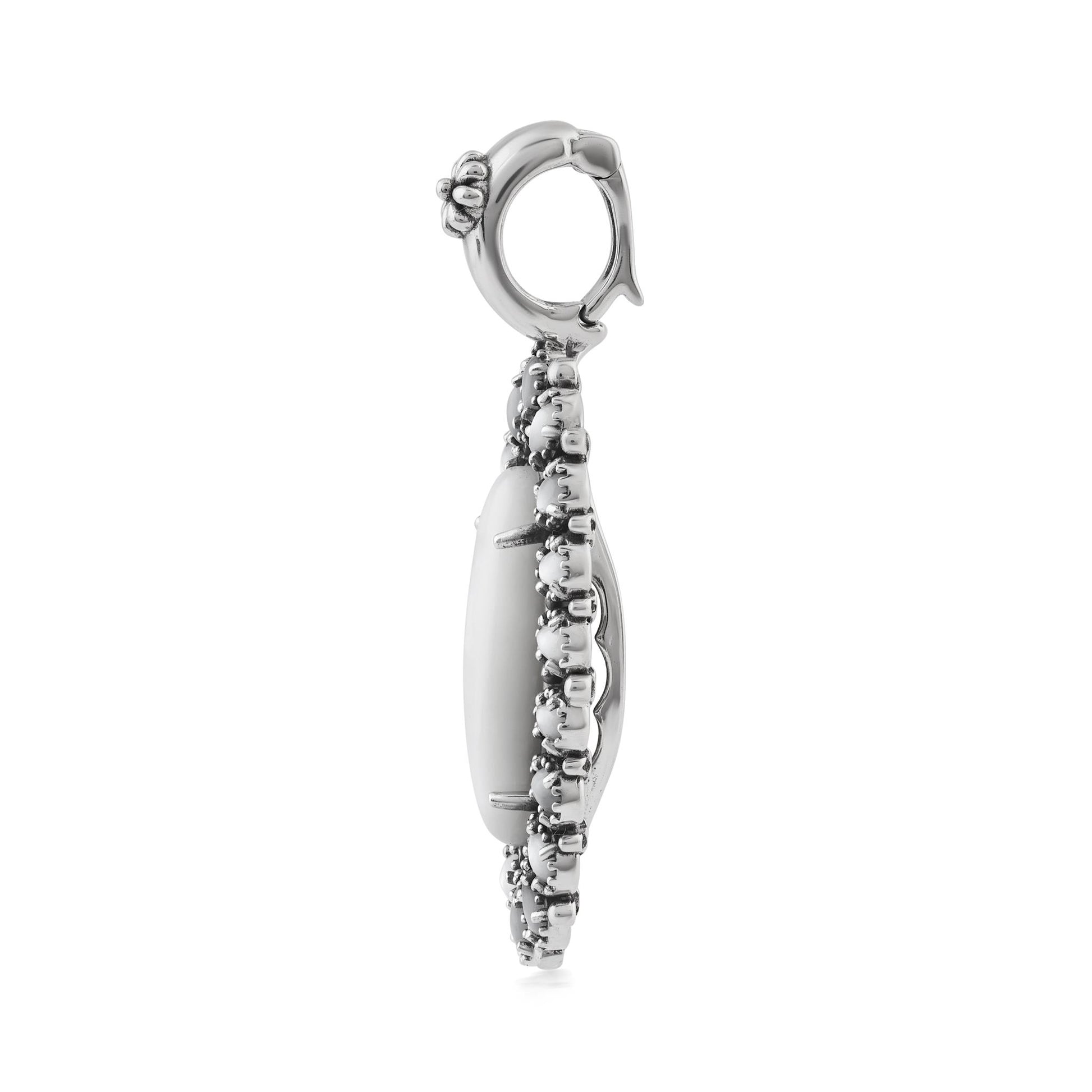  Sterling Silver White Mother of Pearl Petit Point Gemstone Cluster Pendant Enhancer