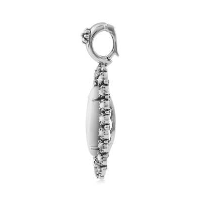  Sterling Silver White Mother of Pearl Petit Point Gemstone Cluster Pendant Enhancer