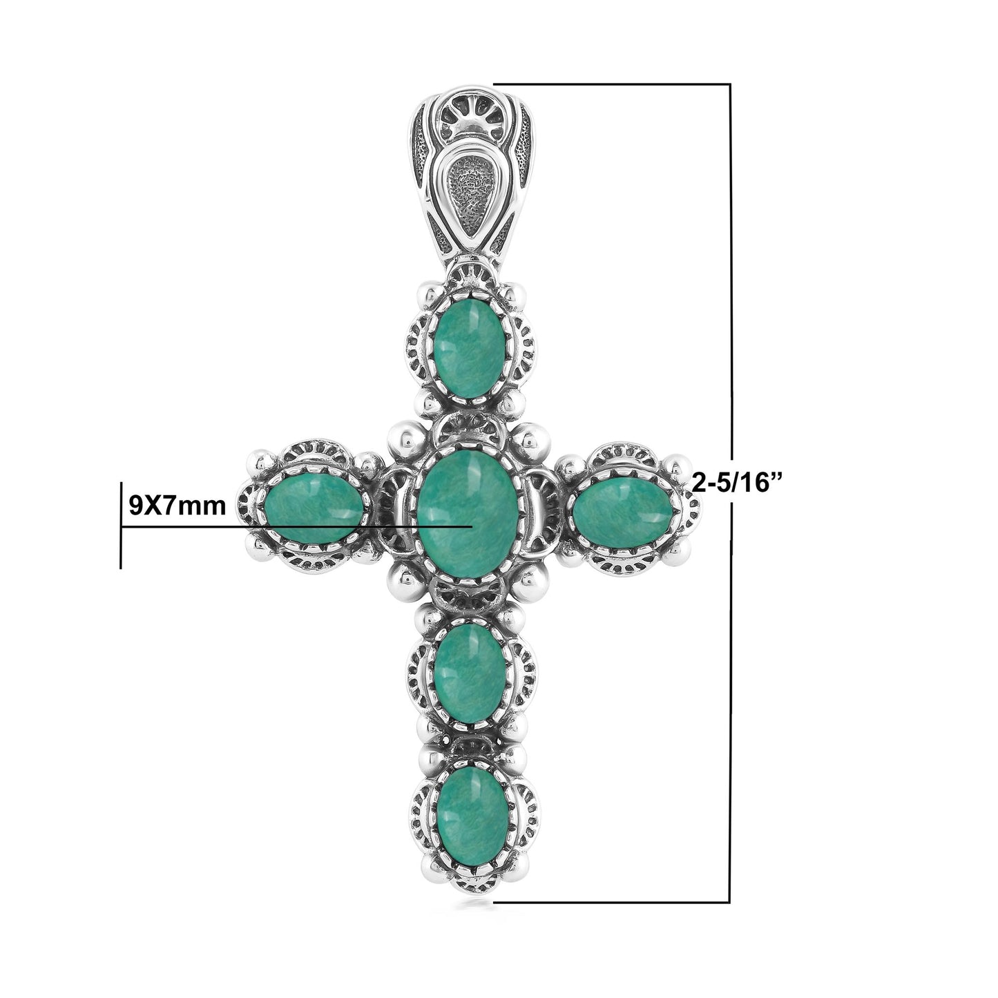 EXCLUSIVELY OURS! Sterling Silver Green Turquoise Cross Design Pendant Enhancer