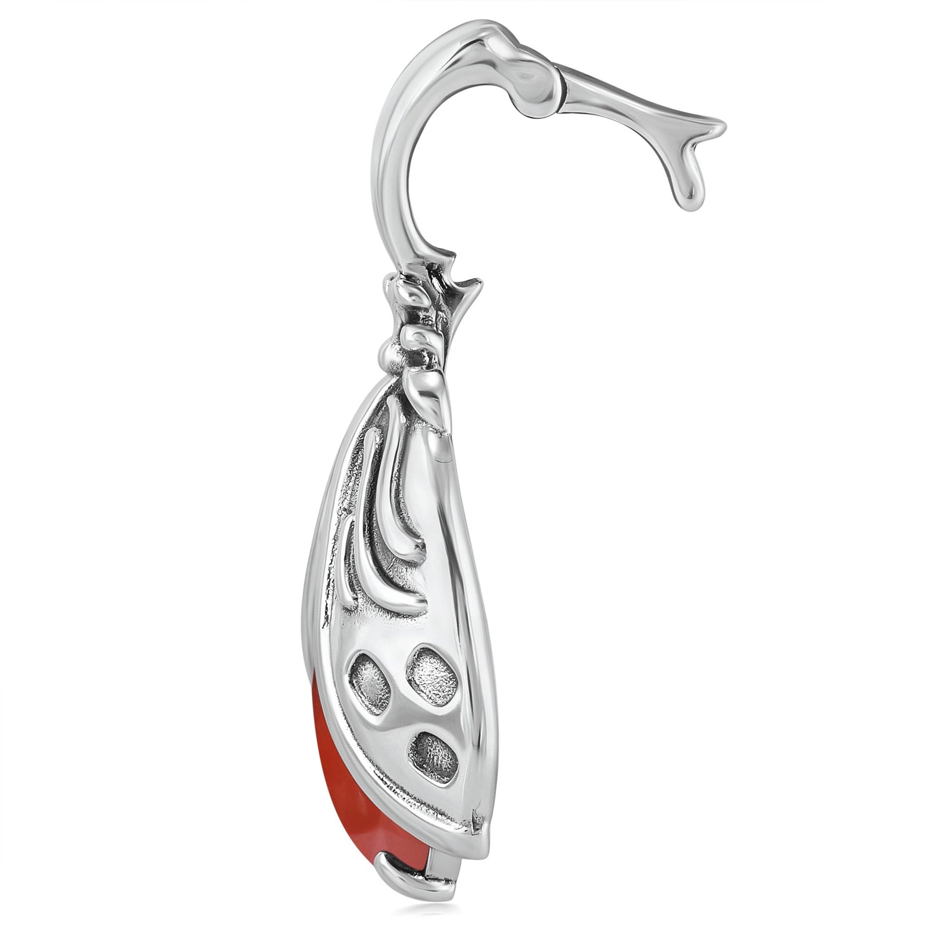 Sterling Silver Red Jasper Ladybug Pendant Enhancer