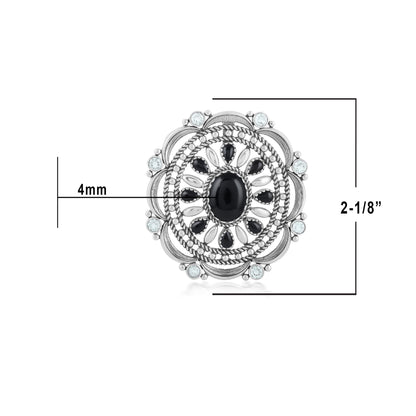 Sterling Silver Black Agate and White Topaz Oval Statement Pendant Enhancer