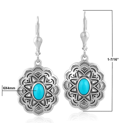 EXCLUSIVELY OURS! Sterling Silver Sleeping Beauty Turquoise Concha Dangle Earrings