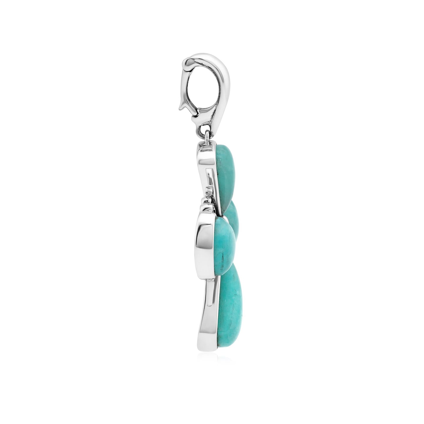 Sterling Silver Amazonite Gemstone Concha Cross Pendant Enhancer 