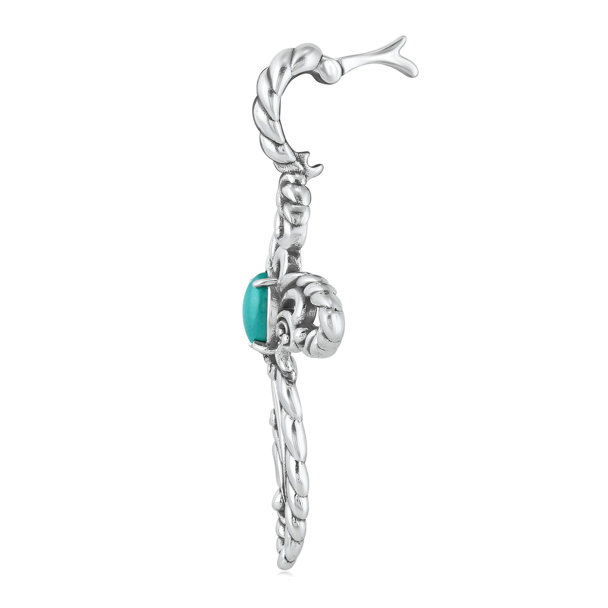 Sterling Silver Green Turquoise Rope Cross Pendant Enhancer