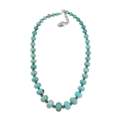 Sterling Silver Kingman Turquoise Graduated Rondelle Bead Chunky Necklace
