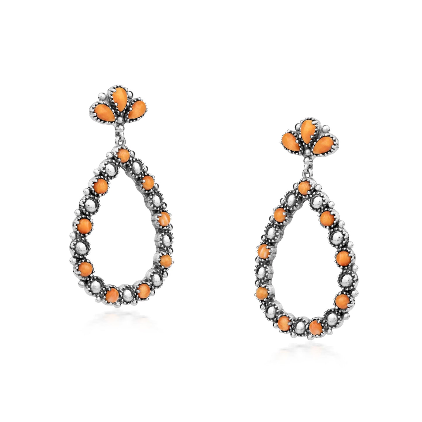 LIMITED EDITION! Sterling Silver Orange Spiny Oyster Teardrop Post Back Earrings