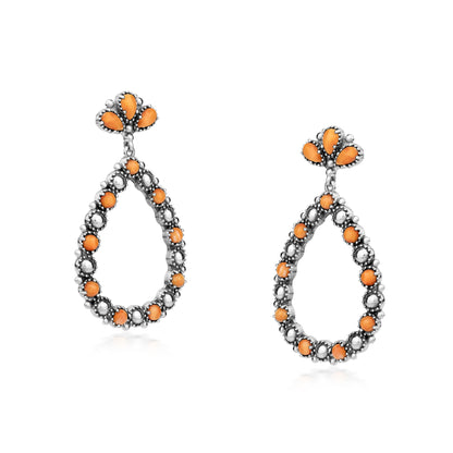 LIMITED EDITION! Sterling Silver Orange Spiny Oyster Teardrop Post Back Earrings