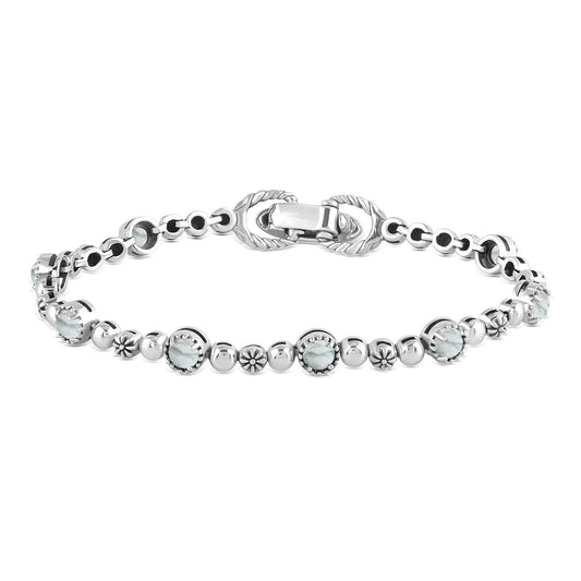 EXCLUSIVELY OURS! Sterling Silver White Howlite Round Beaded Bracelet, Sizes Small to Large