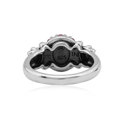 Sterling Silver Pink Concha Shell Cluster Flower Ring