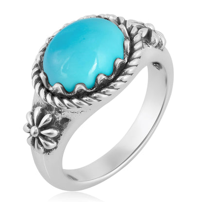 Sterling Silver Sleeping Beauty Turquoise East West Ring