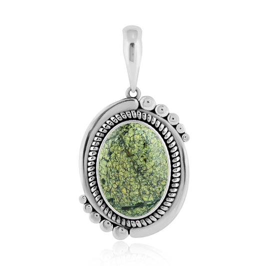 Sterling Silver Spiderweb Serpentine Bold Oval Pendant Enhancer