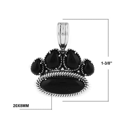 Sterling Silver Black Onyx Pawprint Pendant Enhancer