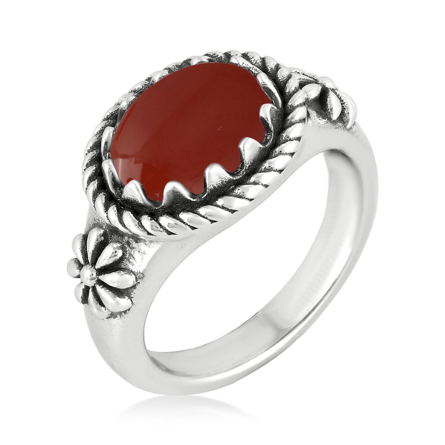 Sterling Silver Red Jasper East West Ring