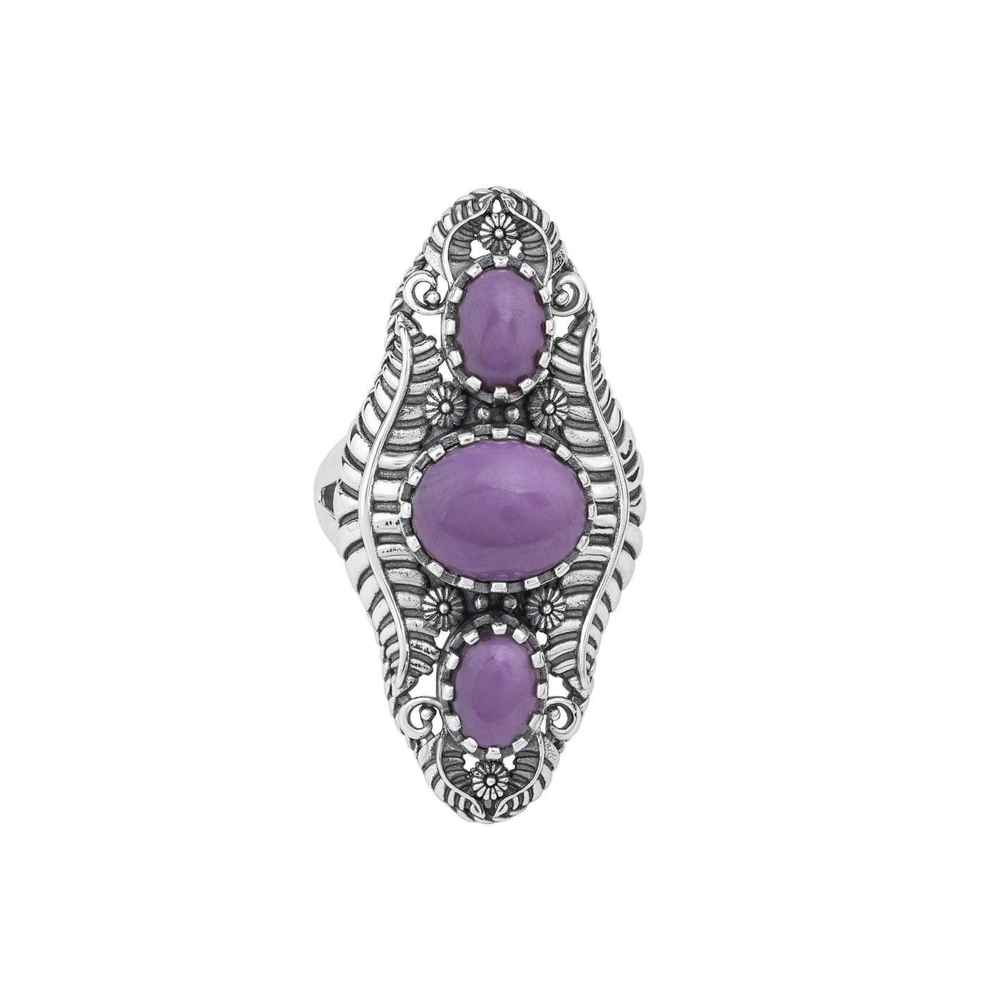 Sterling Silver Phosphosiderite Leaf and Vine Oval Ring
