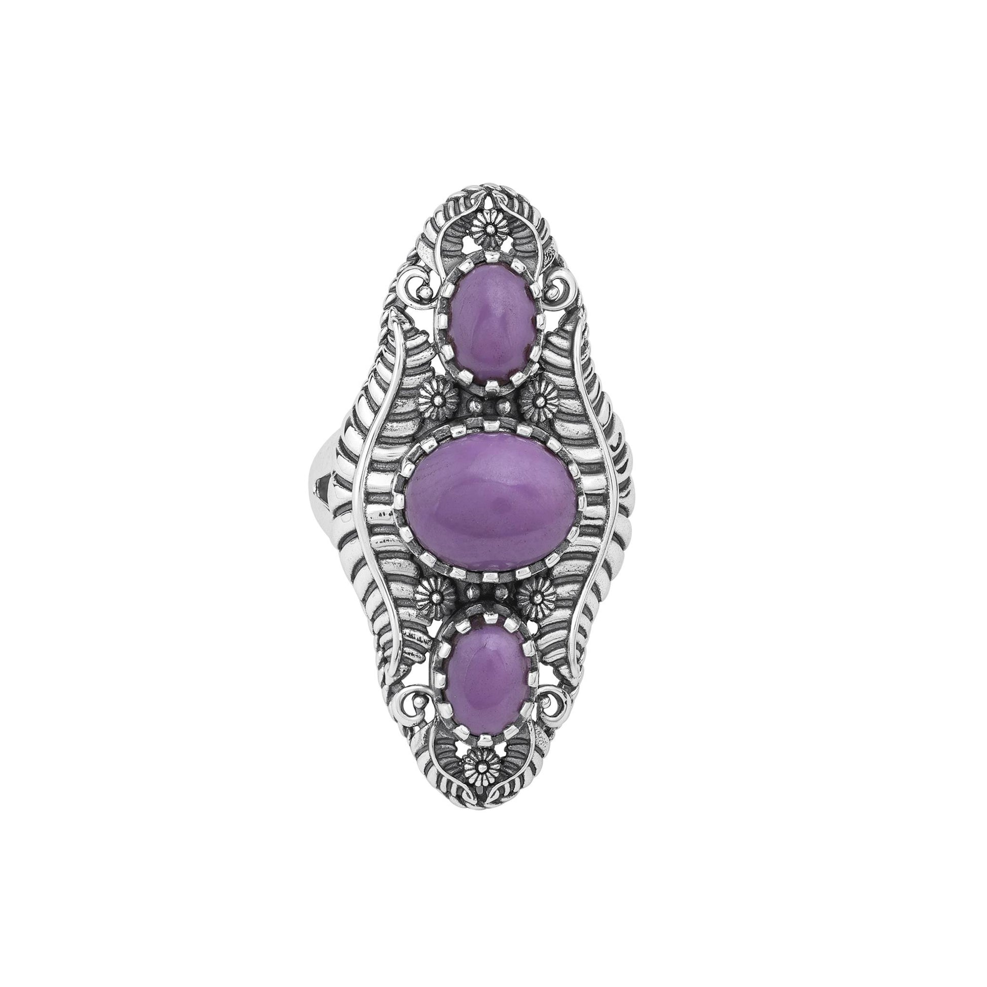 Sterling Silver Phosphosiderite Leaf and Vine Oval Ring