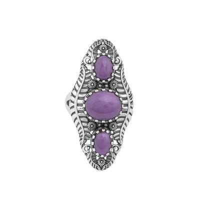 Sterling Silver Phosphosiderite Leaf and Vine Oval Ring
