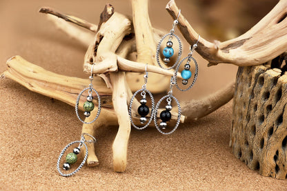 EXCLUSIVELY OURS! Sterling Silver Serpentine Rope and Bead Halo Dangle Earrings