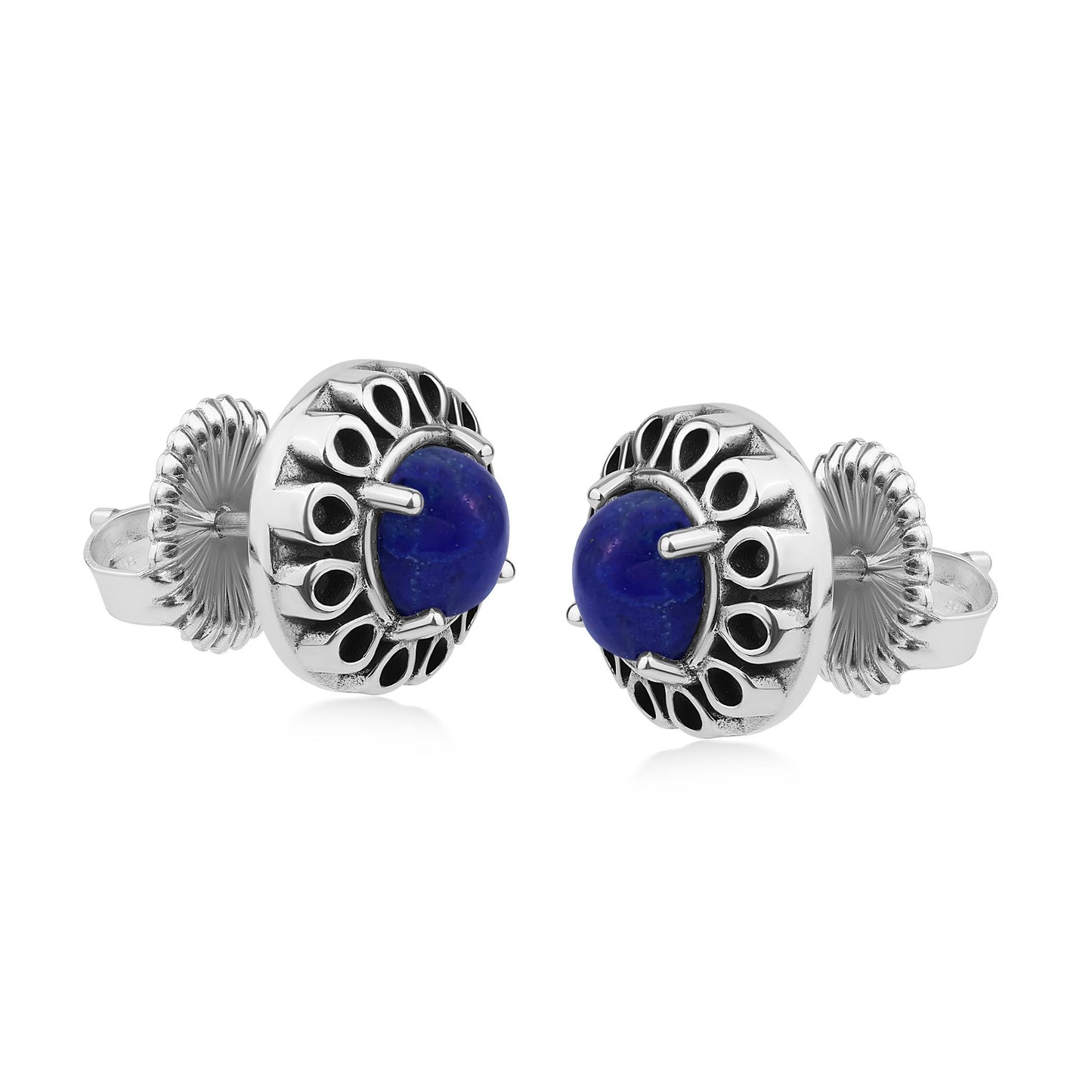 EXCLUSIVELY OURS! Sterling Silver Lapis Sunburst Stud Earrings