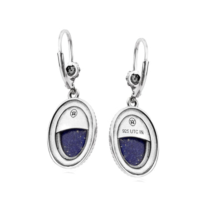 EXCLUSIVELY OURS! Sterling Silver Lapis Oval Drop Lever Back Earrings