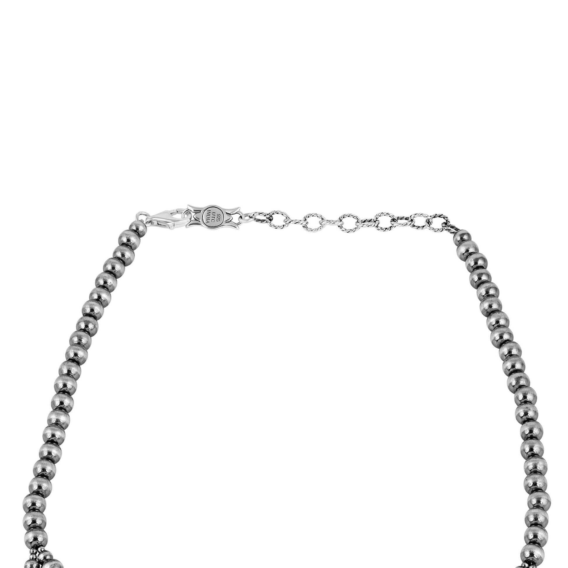 Sterling Silver Orange Spiny Oyster Naja Squash Blossom Statement Necklace